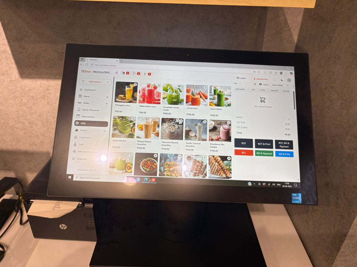 MealNix POS menu grid with item photos and prices